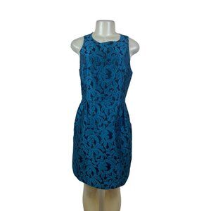 Tabitha Sleeveless Textured Back Cutout Fitted Dress Womens Blue Sz 8